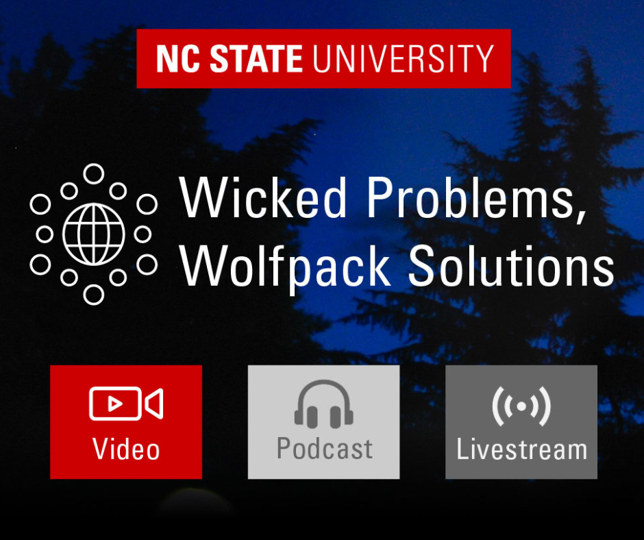 Wicked Problems graphic with livestream, podcasts and video